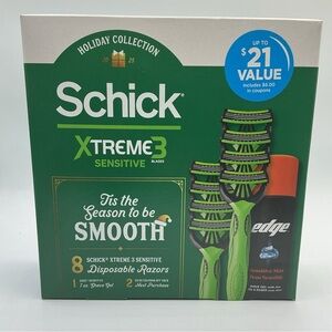 Schick Xtreme 3 Sensitive Skin 8 Disposable Razors & 7oz Sensitive Shave Gel NEW